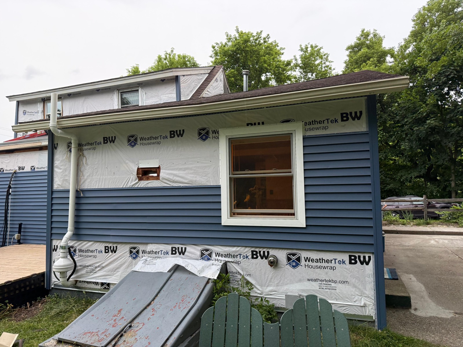Siding in progress